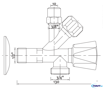 Ventil KOMBI bateriový + práčkový 3/4x3/8 IT-1303